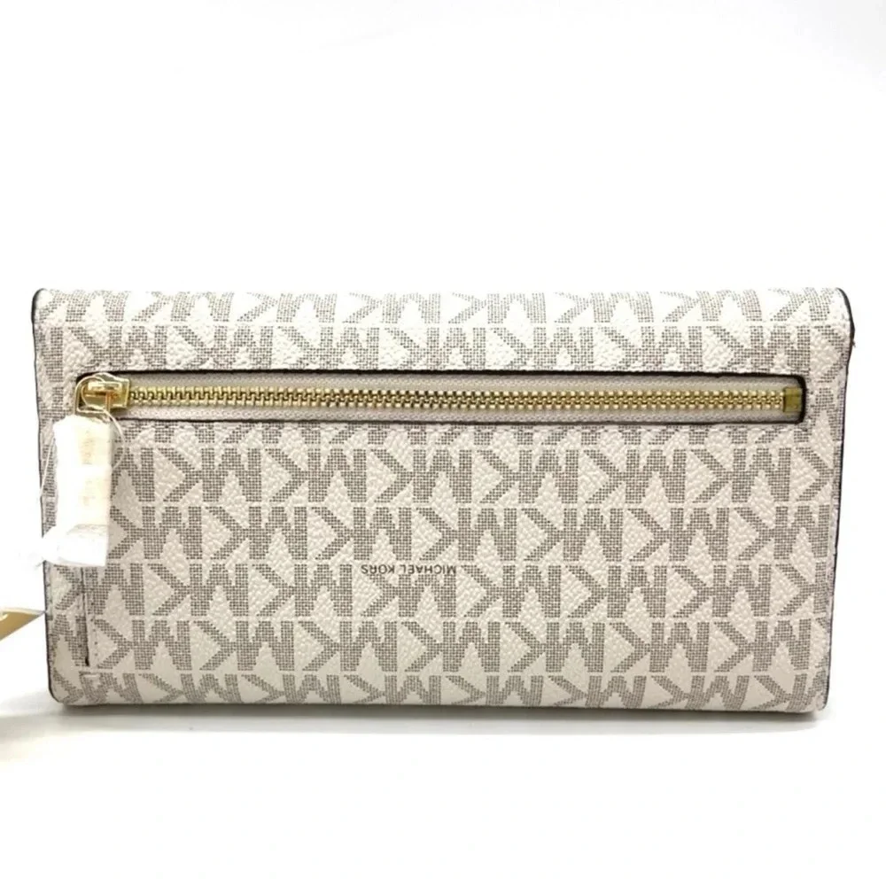 Michael Kors Large Trifold Wallet Vanilla/Brown - Picture 4 of 7